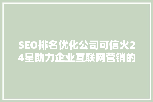 SEO排名优化公司可信火24星助力企业互联网营销的明星团队