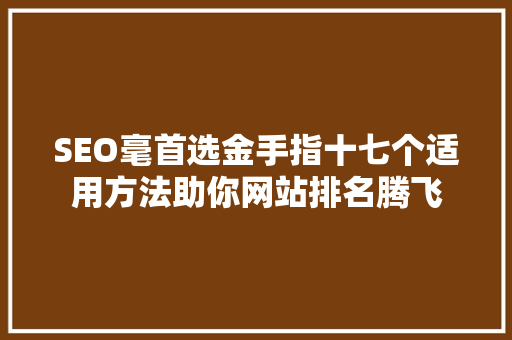 SEO毫首选金手指十七个适用方法助你网站排名腾飞
