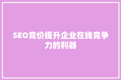 SEO竞价提升企业在线竞争力的利器