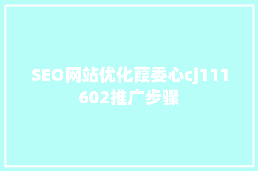 SEO网站优化葭委心cj111602推广步骤