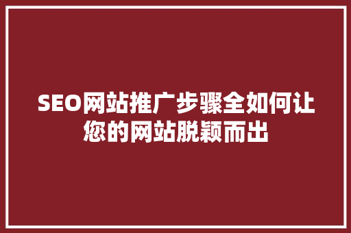 SEO网站推广步骤全如何让您的网站脱颖而出