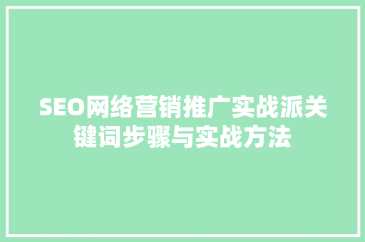 SEO网络营销推广实战派关键词步骤与实战方法