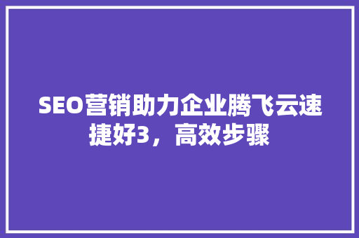 SEO营销助力企业腾飞云速捷好3，高效步骤