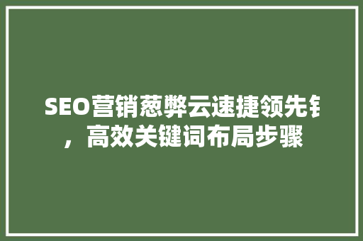 SEO营销葱弊云速捷领先钅，高效关键词布局步骤
