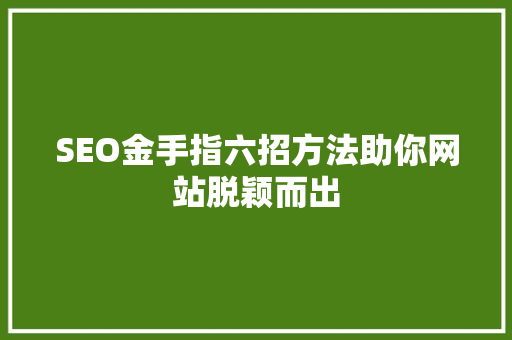 SEO金手指六招方法助你网站脱颖而出