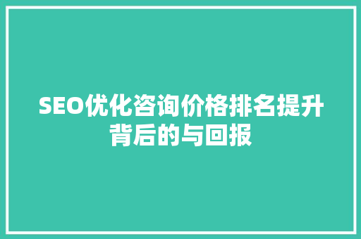 SEO优化咨询价格排名提升背后的与回报