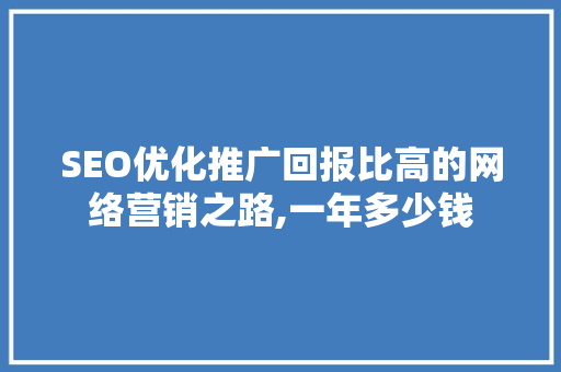 SEO优化推广回报比高的网络营销之路,一年多少钱