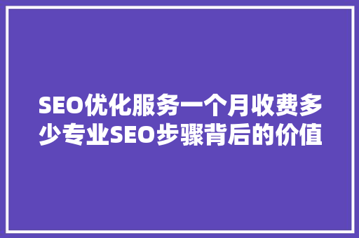 SEO优化服务一个月收费多少专业SEO步骤背后的价值