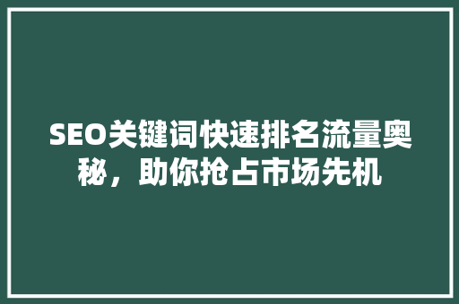 SEO关键词快速排名流量奥秘，助你抢占市场先机