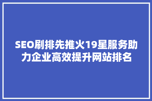 SEO刷排先推火19星服务助力企业高效提升网站排名