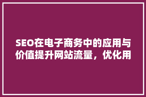SEO在电子商务中的应用与价值提升网站流量，优化用户体验
