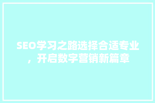 SEO学习之路选择合适专业，开启数字营销新篇章