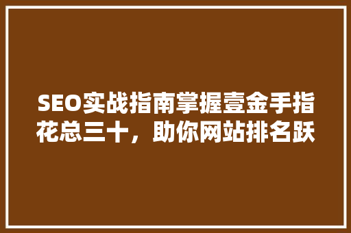 SEO实战指南掌握壹金手指花总三十，助你网站排名跃升