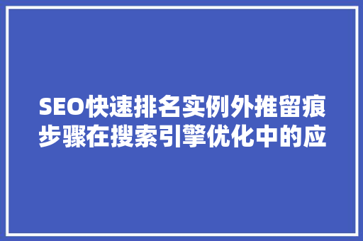 SEO快速排名实例外推留痕步骤在搜索引擎优化中的应用