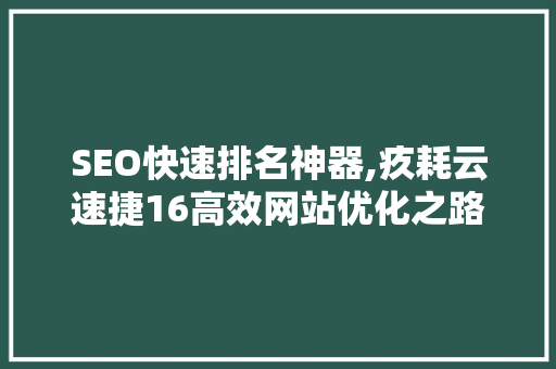 SEO快速排名神器,疚耗云速捷16高效网站优化之路