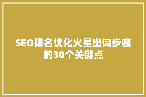 SEO排名优化火星出词步骤的30个关键点