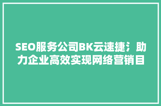 SEO服务公司BK云速捷氵助力企业高效实现网络营销目标