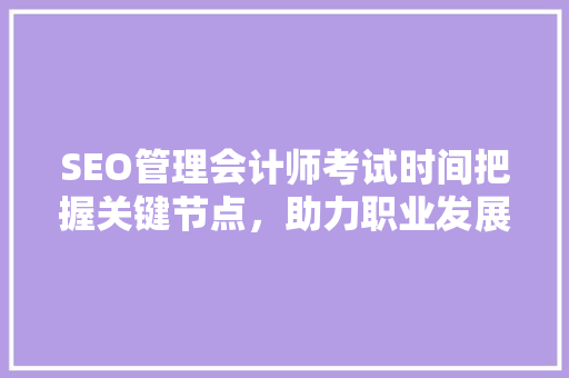 SEO管理会计师考试时间把握关键节点，助力职业发展
