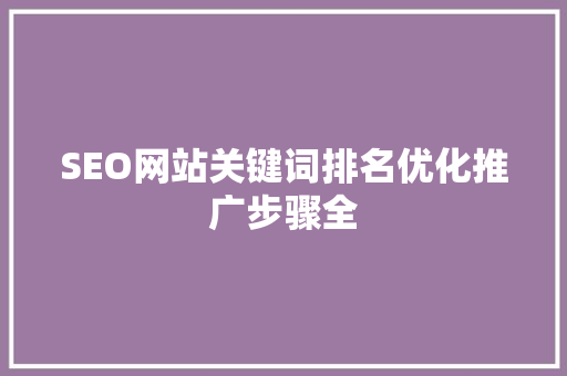 SEO网站关键词排名优化推广步骤全