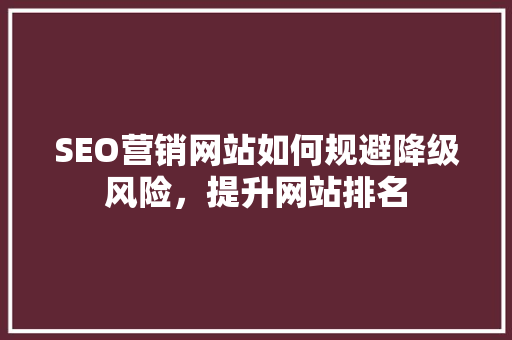 SEO营销网站如何规避降级风险，提升网站排名