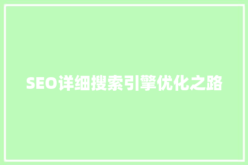 SEO详细搜索引擎优化之路