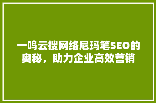 一鸣云搜网络尼玛笔SEO的奥秘，助力企业高效营销