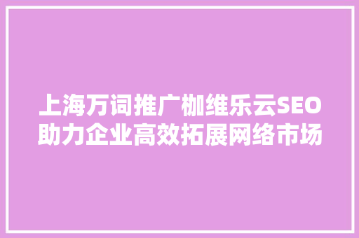 上海万词推广枷维乐云SEO助力企业高效拓展网络市场  第1张