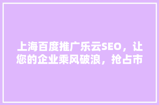 上海百度推广乐云SEO，让您的企业乘风破浪，抢占市场先机