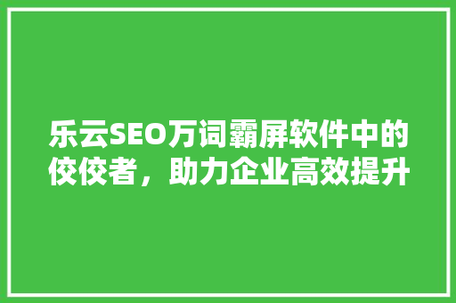 乐云SEO万词霸屏软件中的佼佼者，助力企业高效提升搜索引擎排名