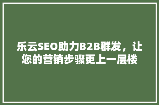 乐云SEO助力B2B群发，让您的营销步骤更上一层楼
