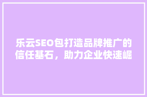 乐云SEO包打造品牌推广的信任基石，助力企业快速崛起