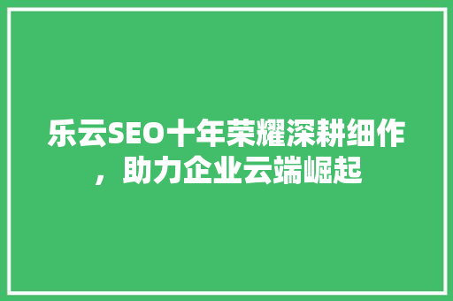 乐云SEO十年荣耀深耕细作，助力企业云端崛起