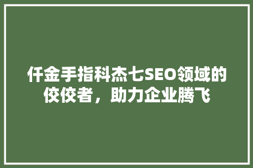 仟金手指科杰七SEO领域的佼佼者，助力企业腾飞