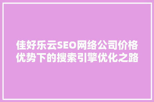 佳好乐云SEO网络公司价格优势下的搜索引擎优化之路