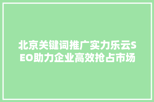 北京关键词推广实力乐云SEO助力企业高效抢占市场先机