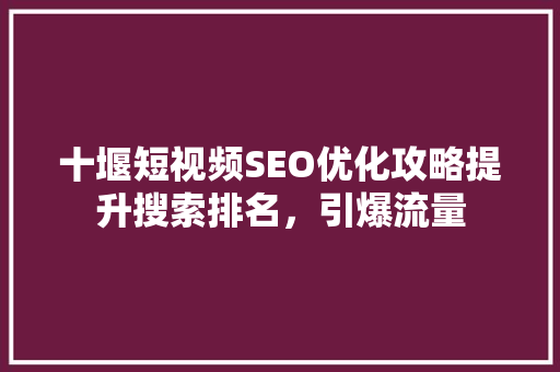 十堰短视频SEO优化攻略提升搜索排名，引爆流量