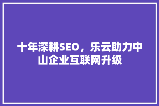 十年深耕SEO，乐云助力中山企业互联网升级