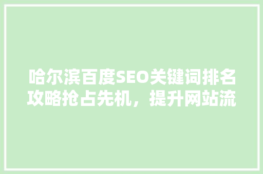 哈尔滨百度SEO关键词排名攻略抢占先机，提升网站流量