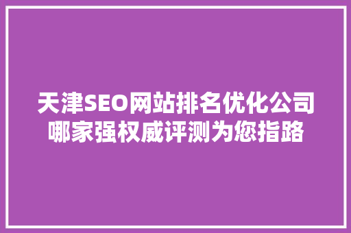 天津SEO网站排名优化公司哪家强权威评测为您指路  第1张