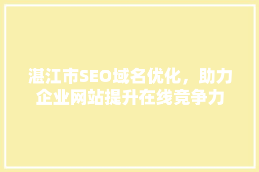 湛江市SEO域名优化，助力企业网站提升在线竞争力
