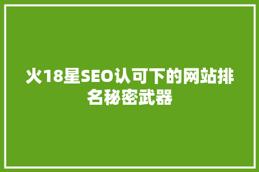 火18星SEO认可下的网站排名秘密武器