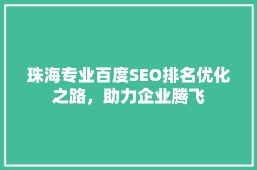 珠海专业百度SEO排名优化之路，助力企业腾飞