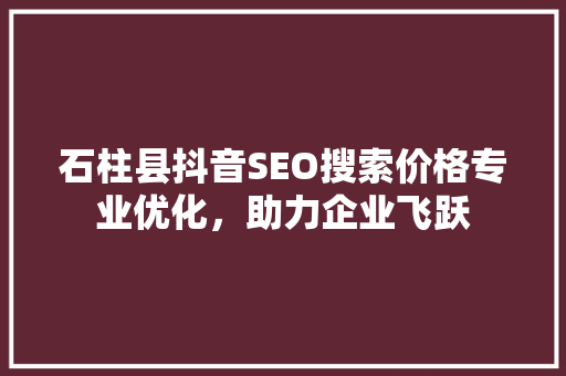 石柱县抖音SEO搜索价格专业优化，助力企业飞跃