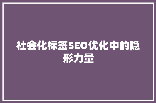 社会化标签SEO优化中的隐形力量