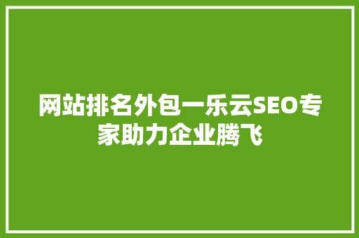 网站排名外包一乐云SEO专家助力企业腾飞