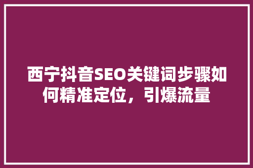 西宁抖音SEO关键词步骤如何精准定位，引爆流量