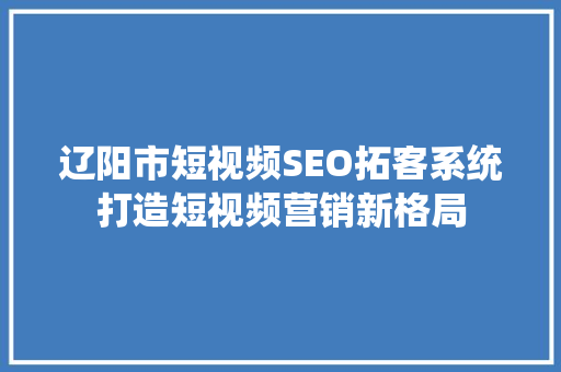 辽阳市短视频SEO拓客系统打造短视频营销新格局