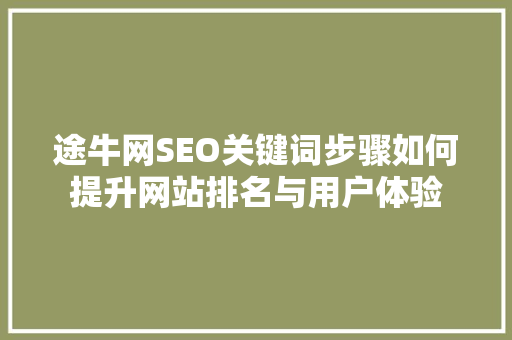 途牛网SEO关键词步骤如何提升网站排名与用户体验  第1张