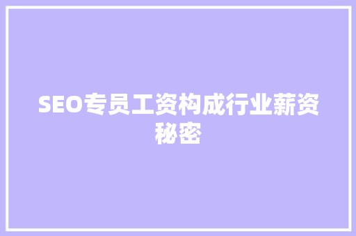 SEO专员工资构成行业薪资秘密