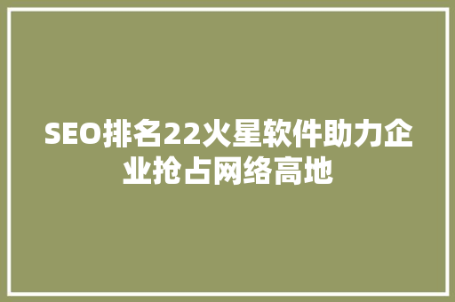 SEO排名22火星软件助力企业抢占网络高地